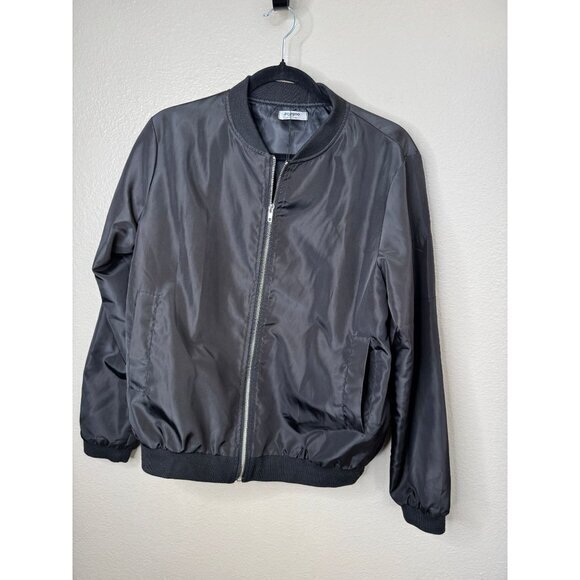 Zeagoo‎ Women's Black Bomber Jacket size large long sleeve zip up polyester - Picture 2 of 6